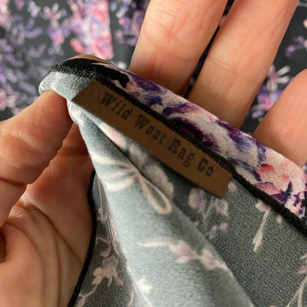 Wild West Rag Co Western Silk Scarf Blue and White 🐎